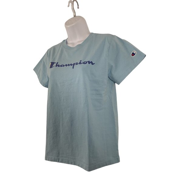 Champion Short Sleeve Blue Logo T-Shirt Womens Medium - Picture 3 of 11